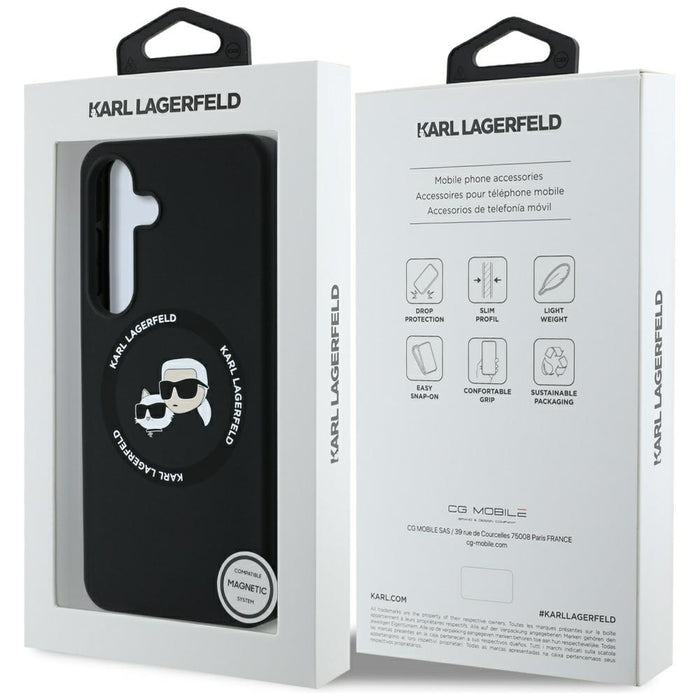 Karl Lagerfeld Silicone Double Heads And Circle MagSafe Samsung Galaxy S25 Plus case black