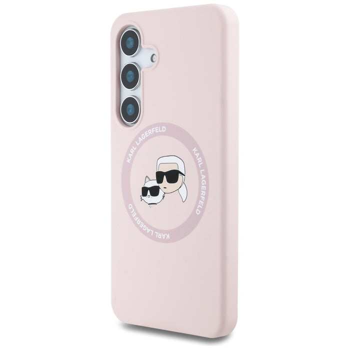 Karl Lagerfeld Silicone Double Heads And Circle MagSafe Samsung Galaxy S25 Plus Case Pink