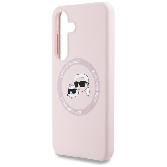 Karl Lagerfeld Silicone Double Heads And Circle MagSafe Samsung Galaxy S25 Case Pink