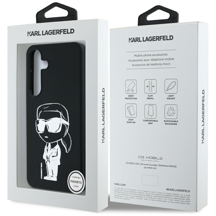 Case Karl Lagerfeld Silicone Graffiti Ikonik Printed Logo MagSafe Samsung Galaxy S25 black