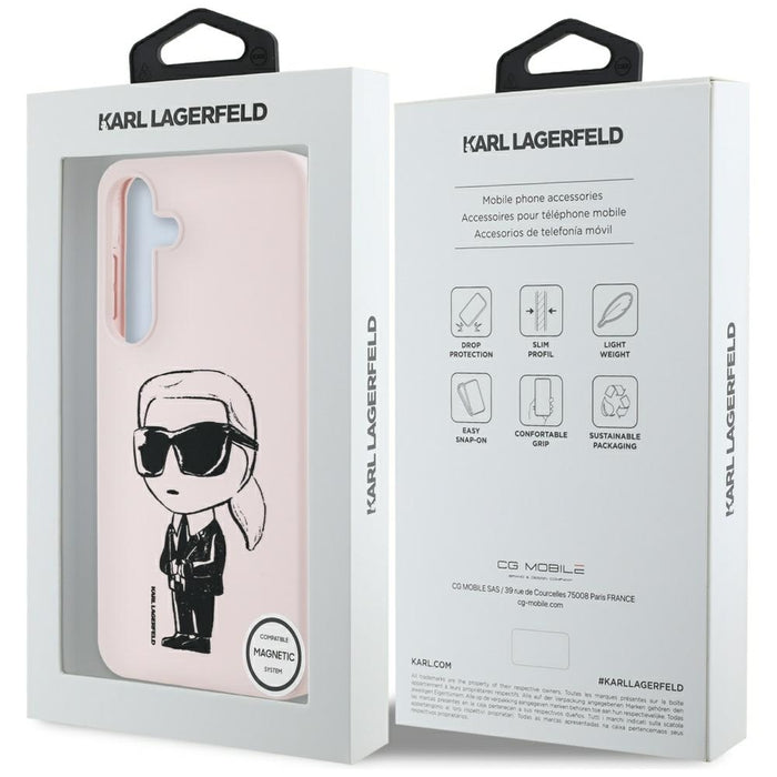 Case Karl Lagerfeld Silicone Graffiti Ikonik Printed Logo MagSafe Samsung Galaxy S25 pink