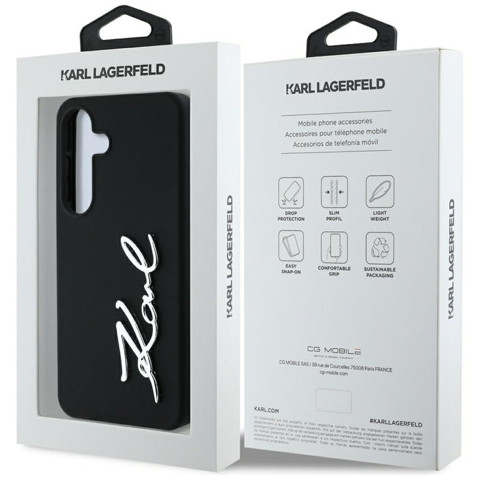 Case Karl Lagerfeld Silicone Metal Signature Logo Samsung Galaxy S25 black
