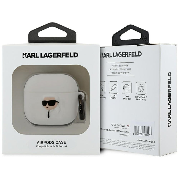 Karl Lagerfeld 3D Silicone NFT Case for AirPods 4 - White