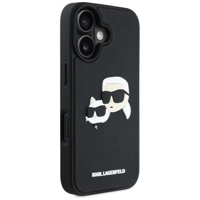 Karl Lagerfeld HC 3D Rubber Double Heads iPhone 16 Case - Black