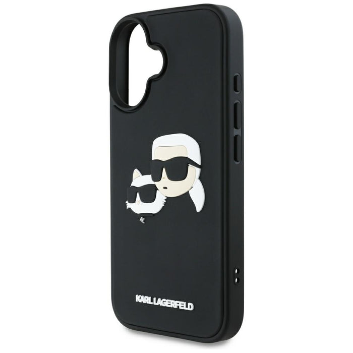 Karl Lagerfeld HC 3D Rubber Double Heads iPhone 16 Case - Black