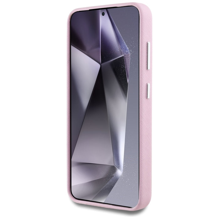 Karl Lagerfeld Saffiano Full Wrapped Elongated Metal Logo MagSafe Case for Samsung Galaxy S25 - Pink