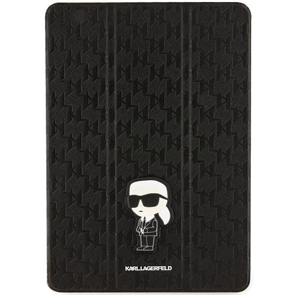 Karl Lagerfeld Saffiano Monogram Ikonik Case for iPad 10.2" 2019 (7th gen.) Folio Magnet Allover Cover - Black