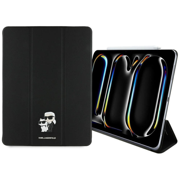 Karl Lagerfeld Saffiano Magnetic Karl &amp; Choupette iPad Pro 13" 2024 Book Cover Case - Black