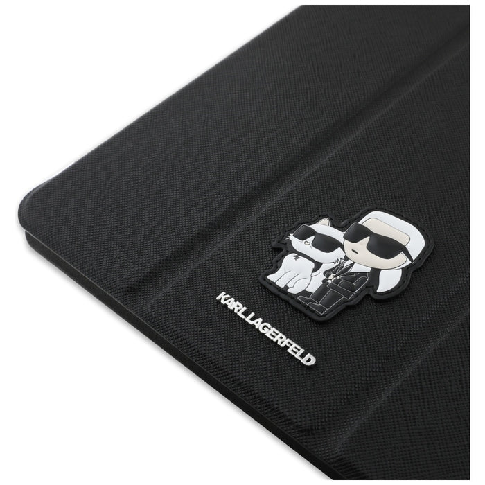Karl Lagerfeld Saffiano Magnetic Karl &amp; Choupette iPad Air 13" 2024 Book Cover Case - Black