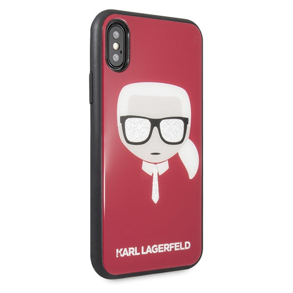 Karl Lagerfeld Iconic Glitter Karl`s Head iPhone X / Xs Case - Red