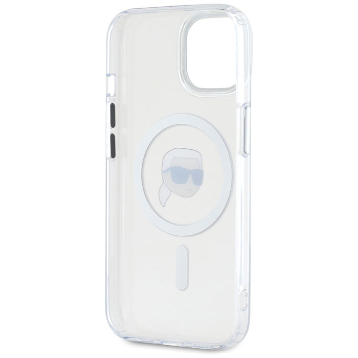 Karl Lagerfeld IML Metal Karl Head MagSafe Case for iPhone 15 Plus White