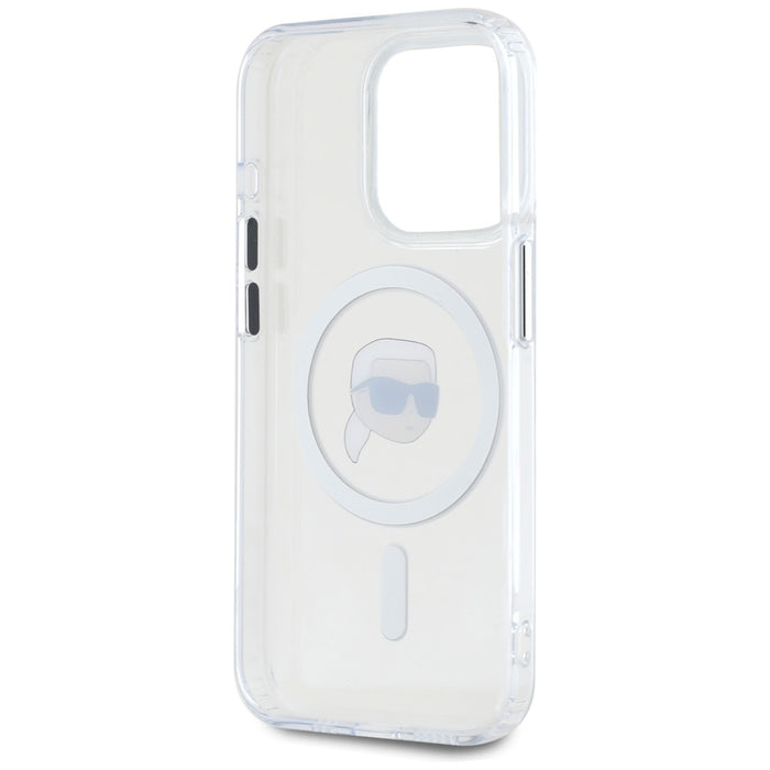 Karl Lagerfeld IML Metal Karl Head MagSafe Case for iPhone 15 Pro White