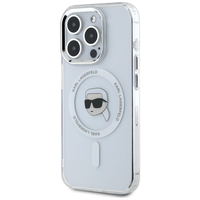 Karl Lagerfeld IML Metal Karl Head MagSafe Case for iPhone 15 Pro White