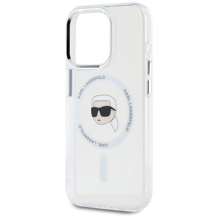 Karl Lagerfeld IML Metal Karl Head MagSafe Case for iPhone 15 Pro White