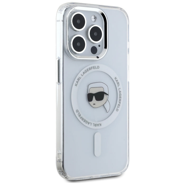 Karl Lagerfeld IML Metal Karl Head MagSafe Case for iPhone 15 Pro Max White