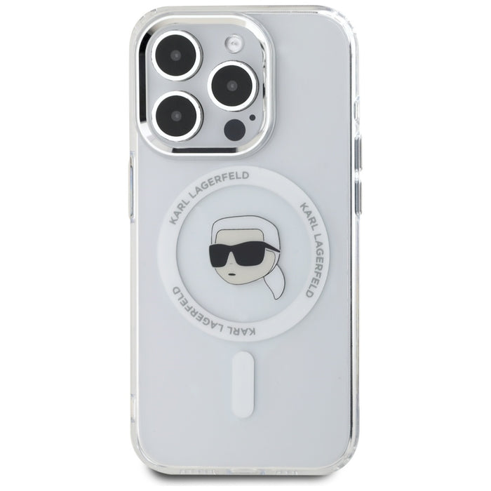Karl Lagerfeld IML Metal Karl Head MagSafe Case for iPhone 15 Pro Max White