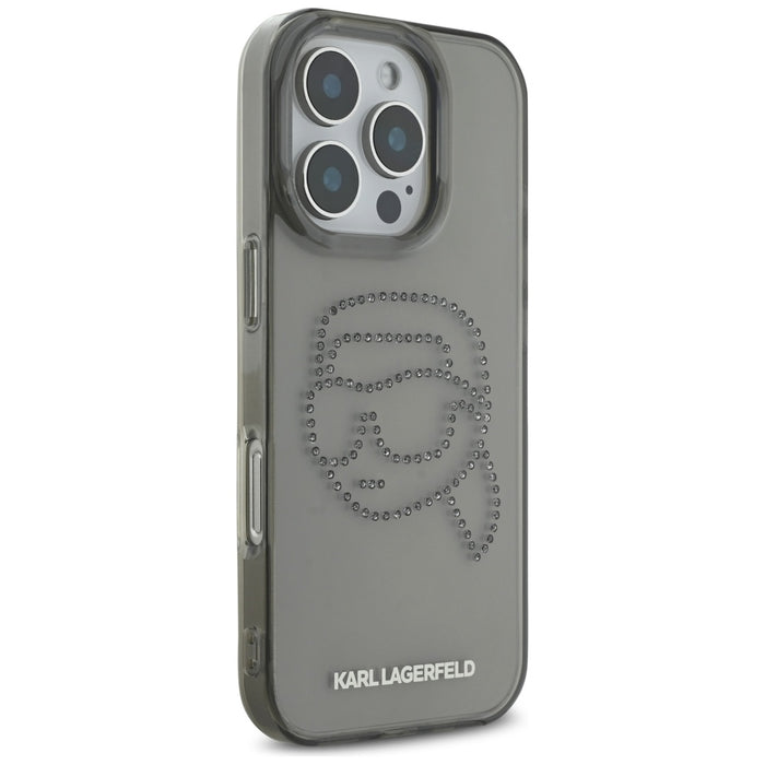 Karl Lagerfeld IML Rhinestones Karl Head Case for iPhone 16 Pro Black