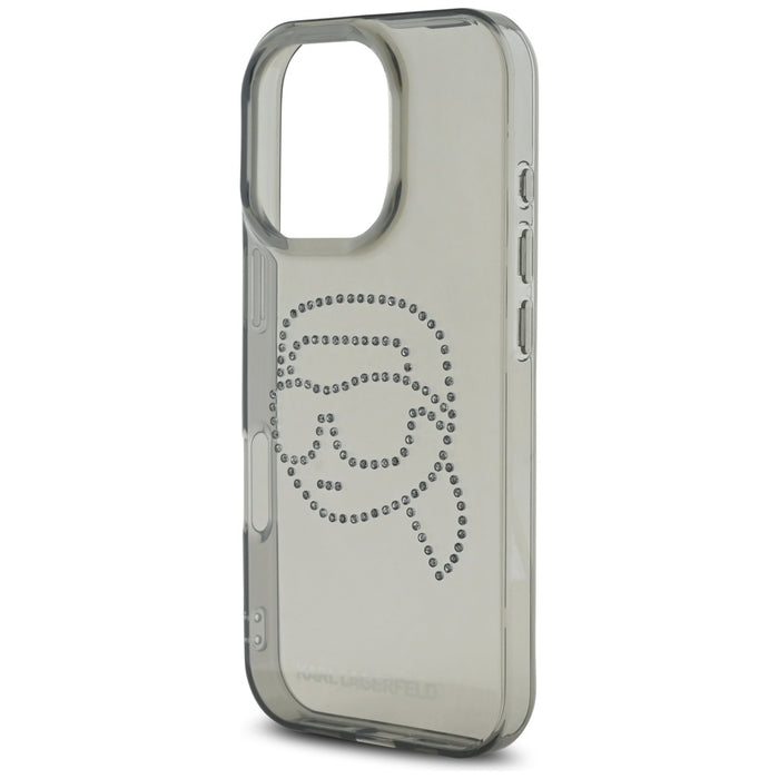 Karl Lagerfeld IML Rhinestones Karl Head Case for iPhone 16 Pro Black