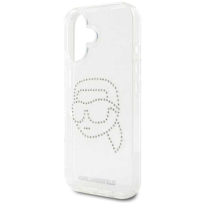Karl Lagerfeld IML Rhinestones Karl Head Case for iPhone 16 Clear