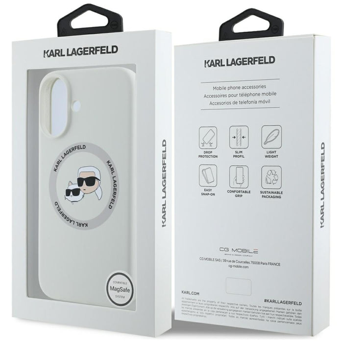 Karl Lagerfeld Silicone Double Heads And Circle MagSafe case for iPhone 16 beige