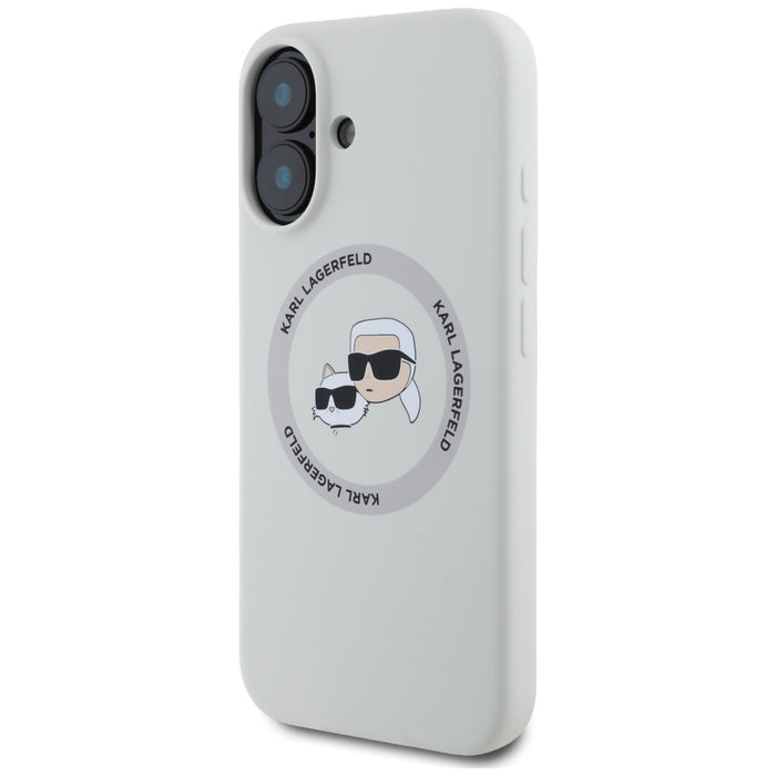 Karl Lagerfeld Silicone Double Heads And Circle MagSafe case for iPhone 16 beige