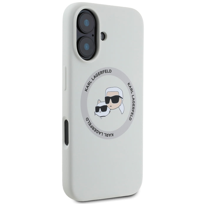 Karl Lagerfeld Silicone Double Heads And Circle MagSafe case for iPhone 16 beige