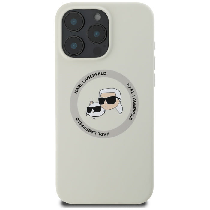 Karl Lagerfeld Silicone Double Heads And Circle MagSafe Case for iPhone 16 Pro Beige
