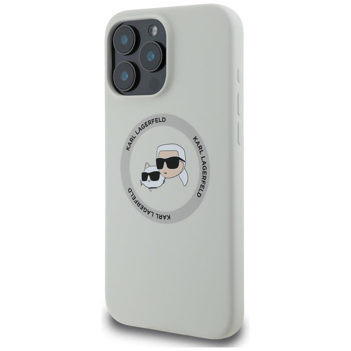 Karl Lagerfeld Silicone Double Heads And Circle MagSafe Case for iPhone 16 Pro Beige