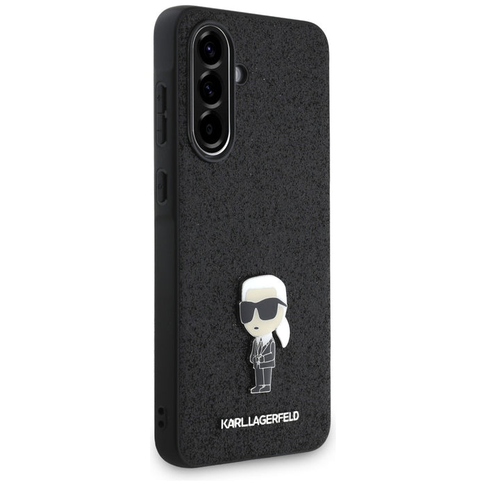 Karl Lagerfeld Fixed Glitter Ikonik Logo Metal Pin Case for Samsung Galaxy A56 - Black