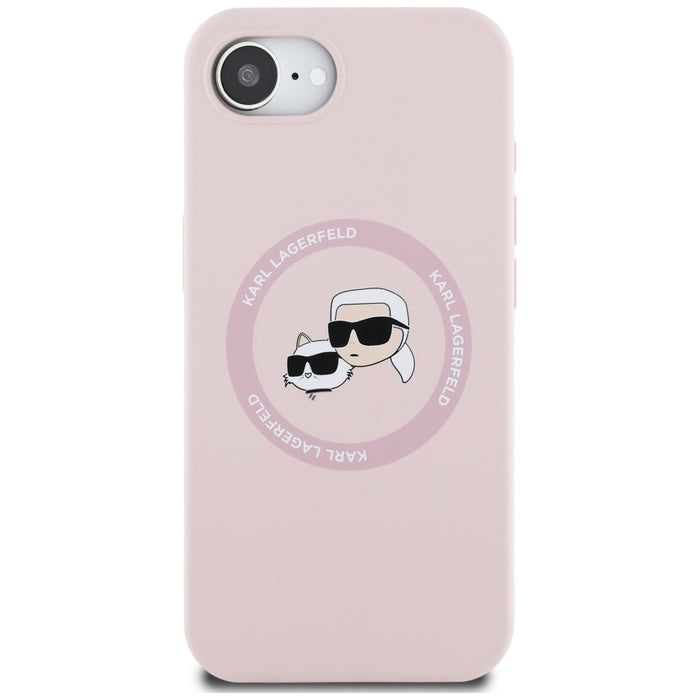 Karl Lagerfeld Silicone Karl&Choupette Heads MagSafe iPhone 16e Case - Pink