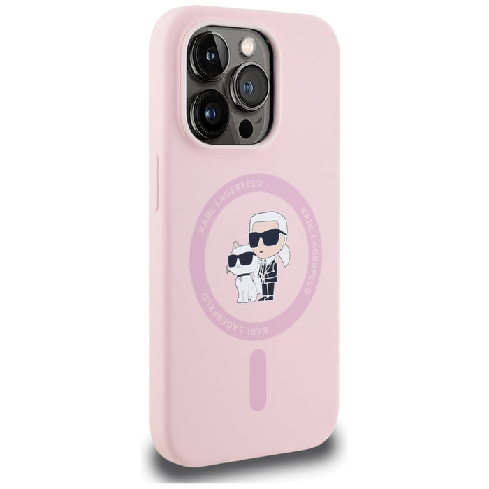Karl Lagerfeld Silicone Karl&amp;Choupette MagSafe Case for iPhone 14 Pro Max - Pink