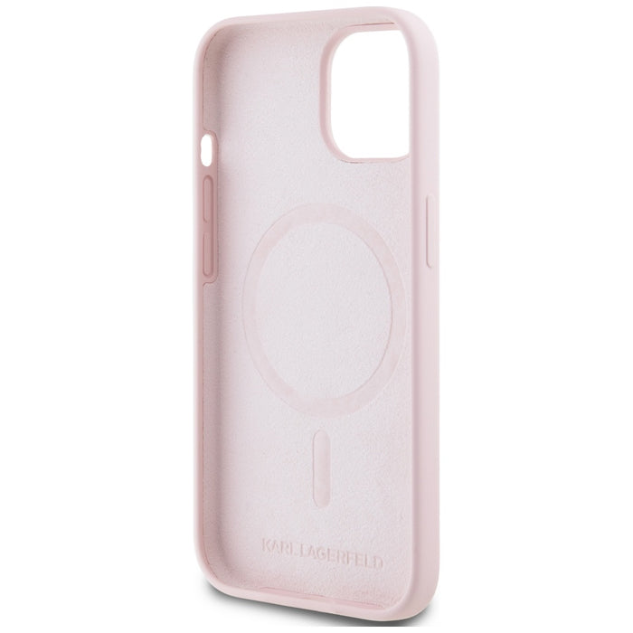 Karl Lagerfeld Silicone Karl&Choupette MagSafe iPhone 15 Case - Pink