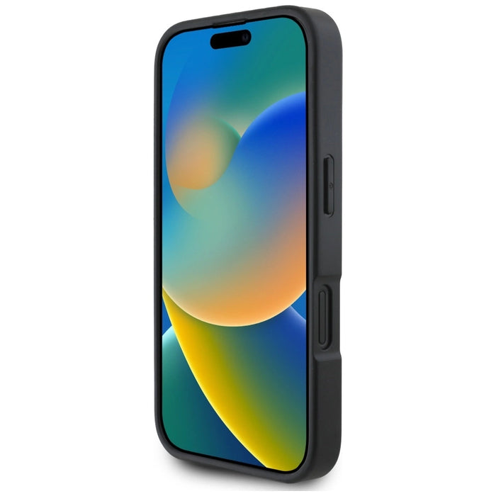 Karl Lagerfeld HC Grained PU Cardslot Metal Elong iPhone 16 Case - Black