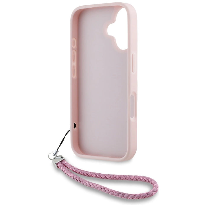 Karl Lagerfeld Quilted Initial Logo &amp; Chain Strap iPhone 16 Case - Pink