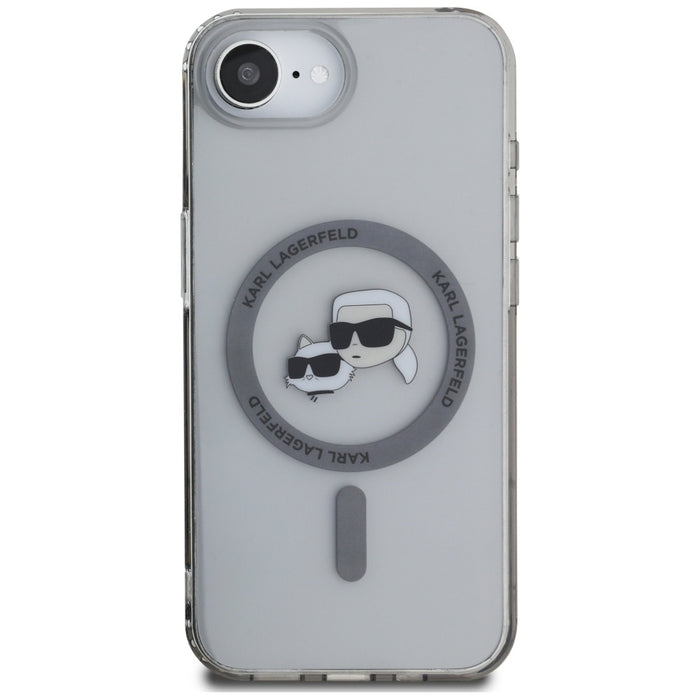 Karl Lagerfeld IML Metal Karl &amp; Choupette Heads MagSafe iPhone 16e Case - Black