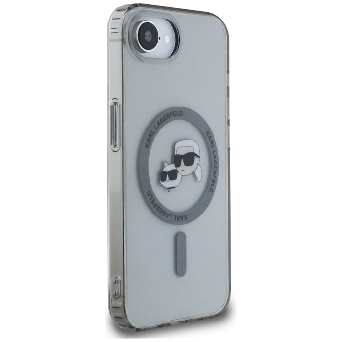 Karl Lagerfeld IML Metal Karl &amp; Choupette Heads MagSafe iPhone 16e Case - Black