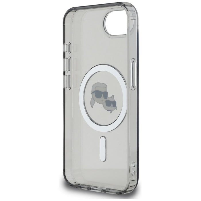 Karl Lagerfeld IML Metal Karl &amp; Choupette Heads MagSafe iPhone 16e Case - Black