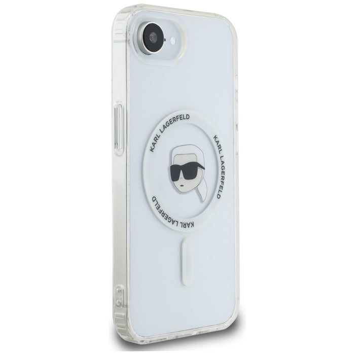 Karl Lagerfeld IML Metal Karl Head MagSafe Case for iPhone 16e White