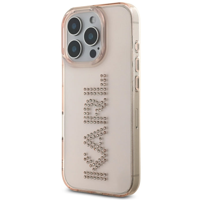 Karl Lagerfeld IML Rhinestones Logo iPhone 16 Pro Max Case - Pink