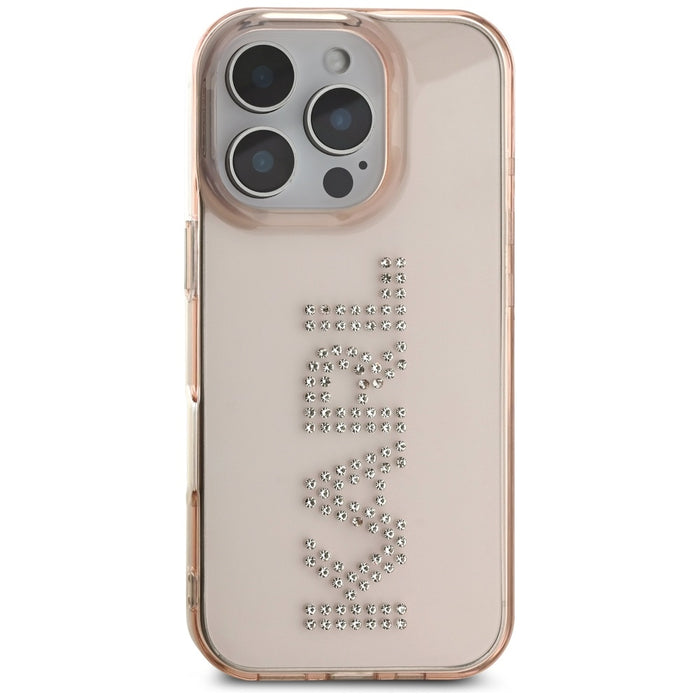 Karl Lagerfeld IML Rhinestones Logo iPhone 16 Pro Case - Pink
