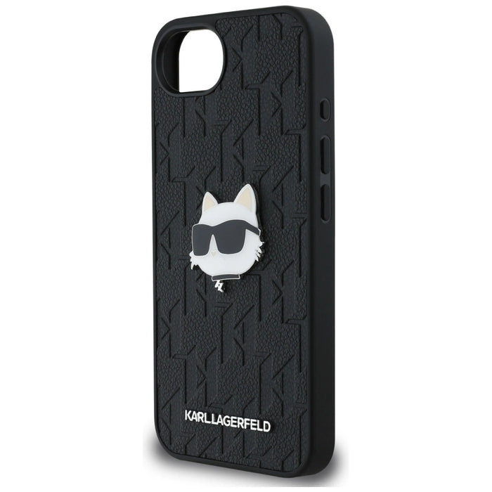 Karl Lagerfeld Monogram Choupette Head Pin iPhone 16e Case - Black