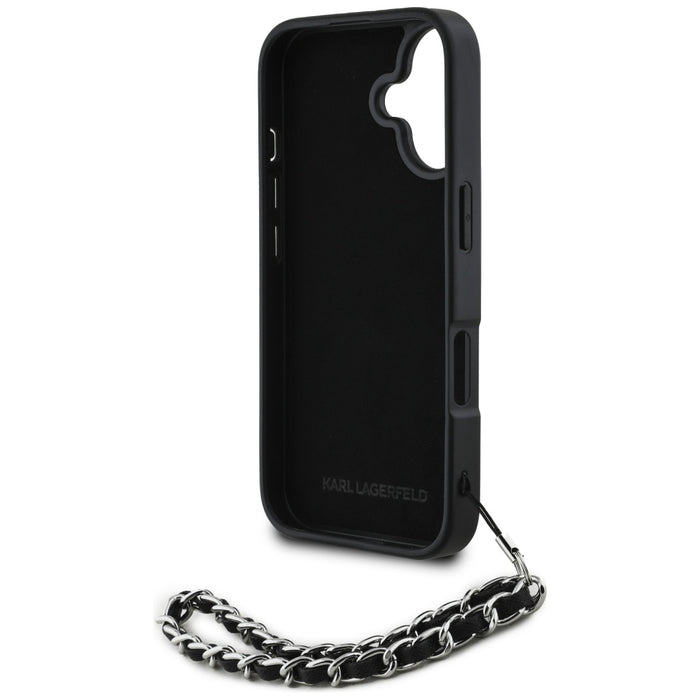 Karl Lagerfeld Saffiano Crystals w/Chain iPhone 16 Case - Black
