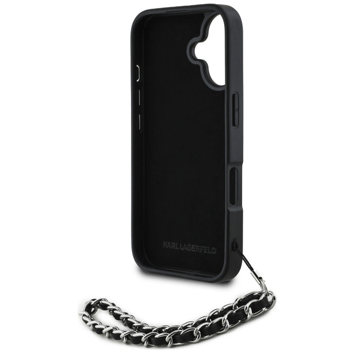 Karl Lagerfeld Saffiano Crystals w/Chain iPhone 16 Case - Black