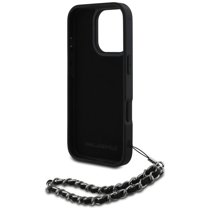 Karl Lagerfeld Saffiano Crystals w/Chain iPhone 16 Pro Max Case - Black