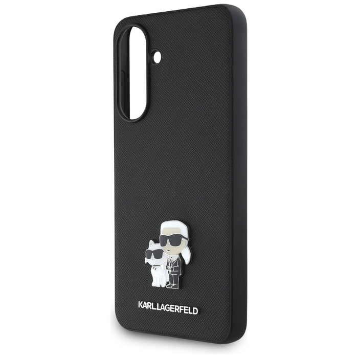 Karl Lagerfeld Saffiano Case w/ K&amp;C Metal Logo for Samsung Galaxy A36 - Black