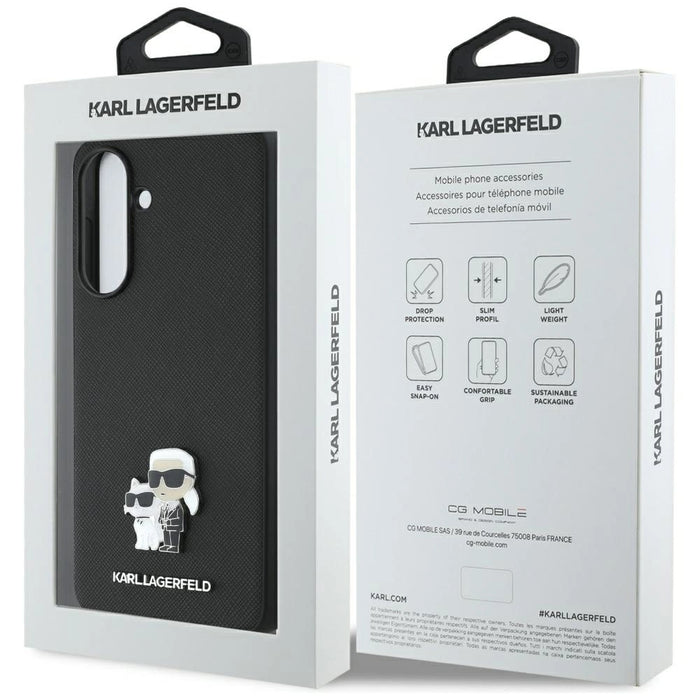Karl Lagerfeld Saffiano Case w/ K&amp;C Metal Logo for Samsung Galaxy A36 - Black