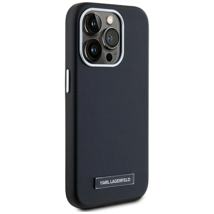 Karl Lagerfeld FW Metal Plate MagSafe iPhone 15 Pro Case - Black