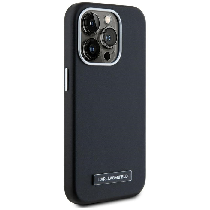Karl Lagerfeld FW Metal Plate MagSafe iPhone 15 Pro Case - Black