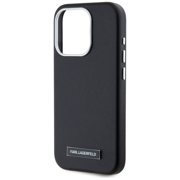 Karl Lagerfeld FW Metal Plate MagSafe iPhone 15 Pro Max Case - Black