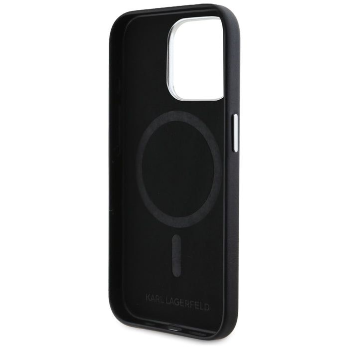 Karl Lagerfeld FW Metal Plate MagSafe iPhone 15 Pro Max Case - Black